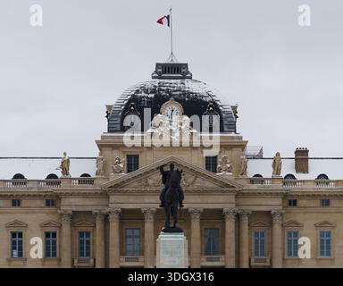 The military school under the snow, Paris, France Stock Photo