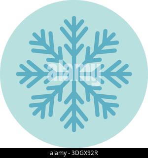 Blue Circle Snowflake Sticker Flat Icon Stock Vector