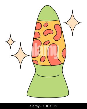 Groovy Y2K Cartoon Lava Lamp Sticker Stock Vector