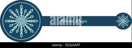 Blue Snowflake Outline Label Seal Stock Vector
