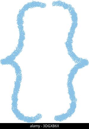 Hand Drawn Blue Crayon Curly Bracket Font Stock Vector