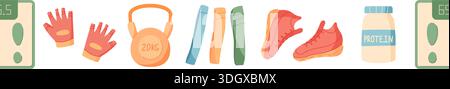 Colorful Seamless Border For Fitness Pattern Stock Vector