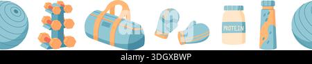 Seamless Flat Gym Border Pattern Stock Vector