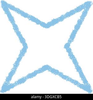 Blue Crayon Chalk Star Outline Sketch Stock Vector