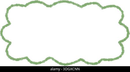Hand Drawn Crayon Scallop Rectangle Outline Stock Vector