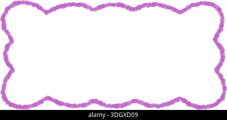 Groovy Crayon Outline Scallop Rectangle Border Stock Vector