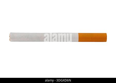 Cigarette with yellow filter isolated on white background with clipping path included Stock Photo