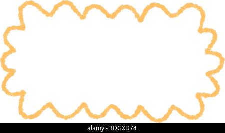 Groovy Crayon Wavy Scallop Rectangle Outline Stock Vector