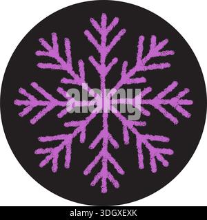 Pink Snowflake Sticker With Chalk Circle Stock Vector