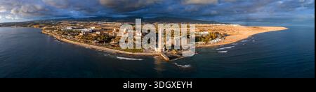 Aerial panorama of Maspalomas Lighthouse and dunes, Gran Canaria Stock Photo