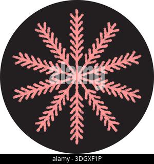 Chalk Snowflake Sticker On Black Circle Stock Vector