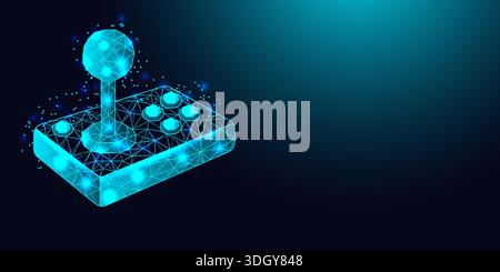 Low poly wireframe joystick controller. Stock Vector