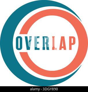 Modern circular frame with thick teal outer arc and coral inner arc forming an open ring around white center. Stock Vector