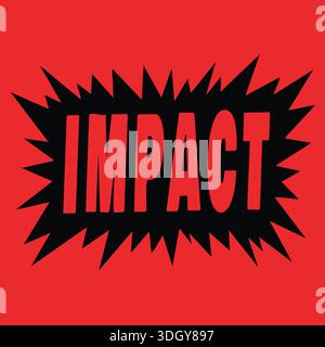 Black spiky starburst shape centered on a solid red square background creating a bold label space. Stock Vector