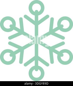 Simple snowflake symbol with rounded tips and symmetrical arms in a mint green color Stock Vector