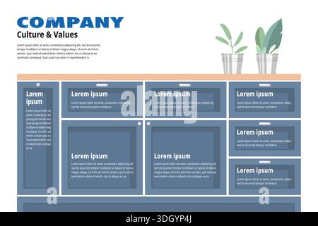 Core Values infographic on cupboard furniture. culture and values of organization. vector illustration Stock Vector