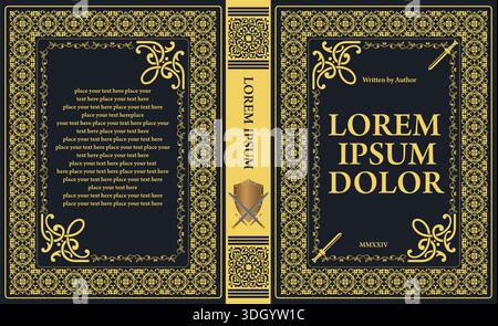 Elegant vintage book cover design featuring two eagles and floral ornaments on a green background Stock Vector