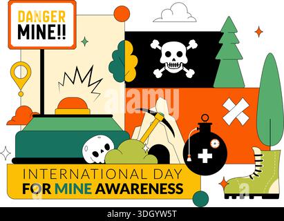International Day For Mine Awareness Vector Illustration Promoting Safety Education, Humanitarian Action, And Global Peace Campaign a Background Stock Vector