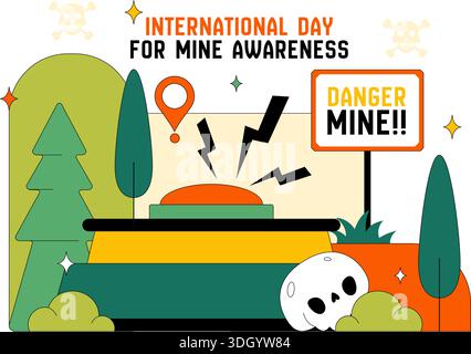 International Day For Mine Awareness Vector Illustration Promoting Safety Education, Humanitarian Action, And Global Peace Campaign a Background Stock Vector