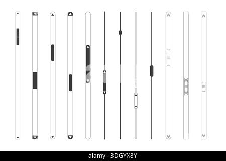 Slide scroll bar set slider. UI control web elements. Scrollbar control panel for power, volume, brightness, Design elements for your website. simple modern graphic element for ui, infographic, icon. Vector illustration Stock Vector