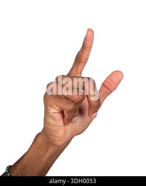 Finger pointing forward in click or touch gesture, hand reaching out ...