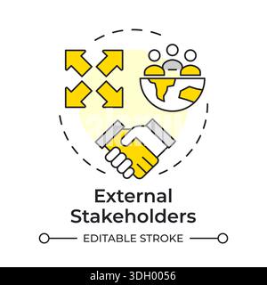 External stakeholders multi color concept icon Stock Vector