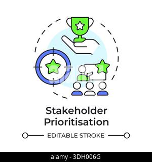 Stakeholder prioritization multi color concept icon Stock Vector