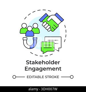 Stakeholder engagement multi color concept icon Stock Vector