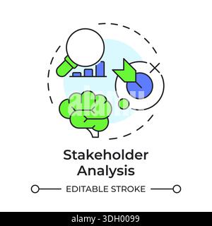Stakeholder analysis multi color concept icon Stock Vector