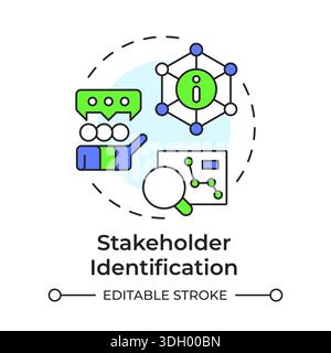 Stakeholder identification multi color concept icon Stock Vector