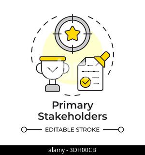 Primary stakeholders multi color concept icon Stock Vector
