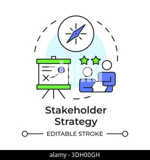 Stakeholder strategy multi color concept icon Stock Vector