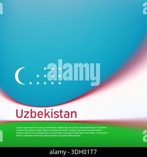 Uzbekistan flag background, template. Blurred pattern in the colors uzbek flag, business booklet. National banner, poster of uzbekistan. State patriot Stock Vector