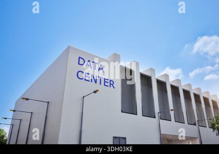 3d rendering data center building exterior against blue sky Stock Photo