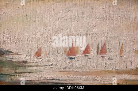 Yachts at Lytham St Annes by LS Lowry Oil Painting Stock Photo