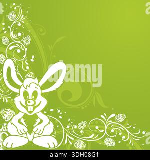 Easter background with ornament eggs, rabbit, and floral pattern, element for design, vector illustration Stock Vector