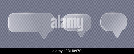Glassmorphism speech bubble UI elements set Stock Vector