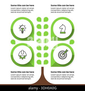 Infographic template with icons and 4 options or steps. Abstract tree. Can be used for workflow layout, diagram, banner, webdesign. Vector illustratio Stock Vector