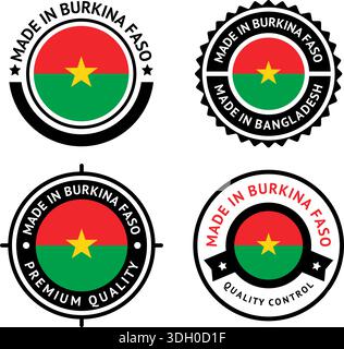 National flag of the Burkina Faso, set flat vector icons Stock Vector