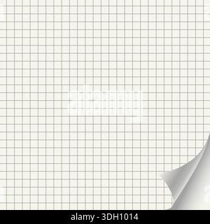 dog-eared sheet of quad-ruled paper, vector illustration Stock Vector