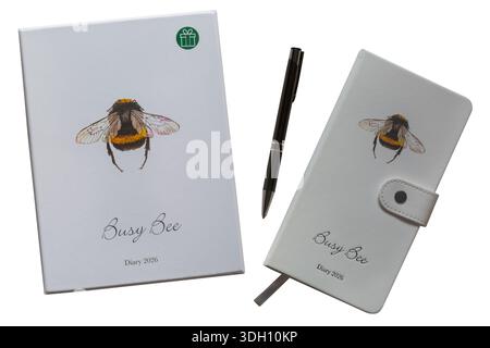 Busy Bee Diary 2026 with pen isolated on white background Stock Photo ...