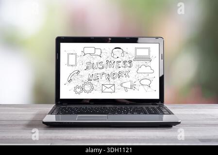 Business network concept shown on a laptop screen Stock Photo