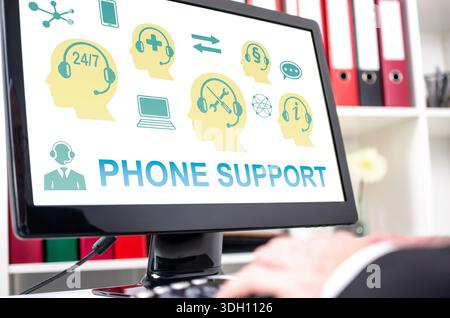 Phone support concept shown on a computer screen Stock Photo