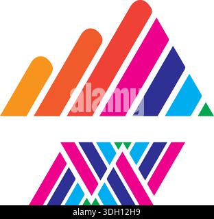 Abstract initial letter logo in multiple colors isolated on white background Stock Vector