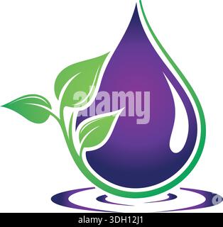 leaf Water drop Logo Template Stock Vector