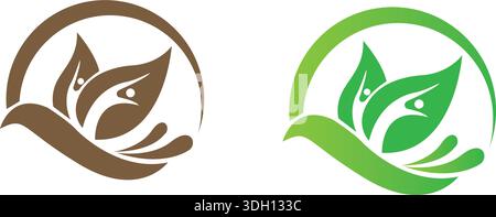 bird logo circle modern bird leaf  logo design Stock Vector