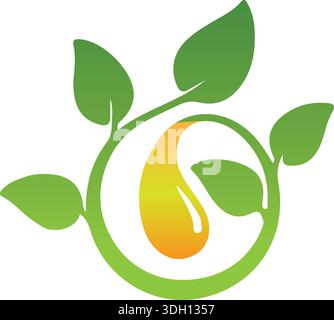 leaf water drop logo design oil logo leaf oil design Stock Vector