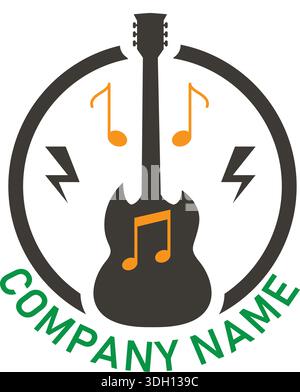 guitar music logo festival illustration design inspiration for exhibition, concert, poster-01 Stock Vector
