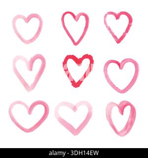 Hand drawn grunge heart set vector Stock Vector