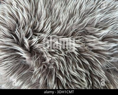 Close-up of Gray Faux Fur Texture Stock Photo